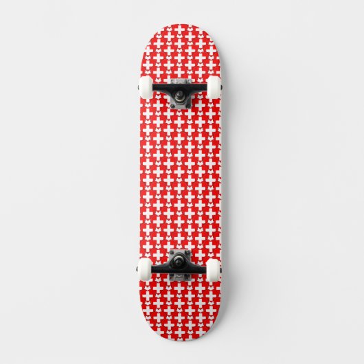 Schweiz Schweizer Flaggenfarben Herz Muster Skateboard (Vorderseite)