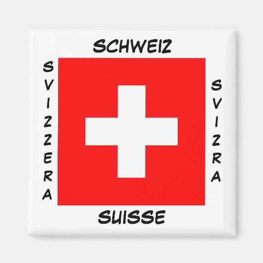 Schweiz Schweizer Sprachen Flaggenplatz Magnet (Vorne)