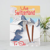 Schweiz Skifahrplakat Einladung (Stehend Vorderseite)