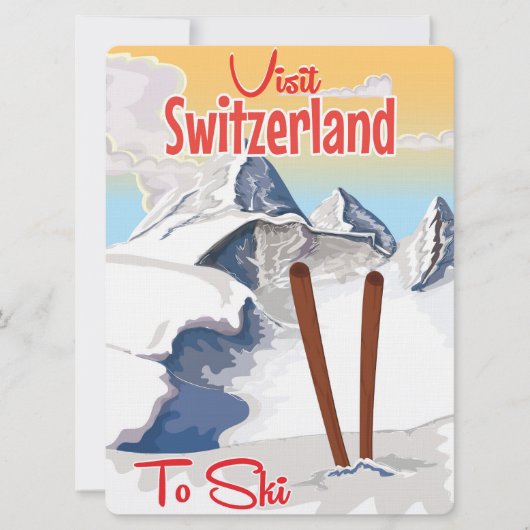 Schweiz Skifahrplakat Einladung (Vorderseite)