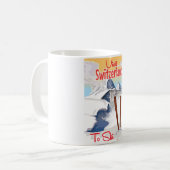 Schweiz Skifahrplakat Kaffeetasse (Vorderseite Links)