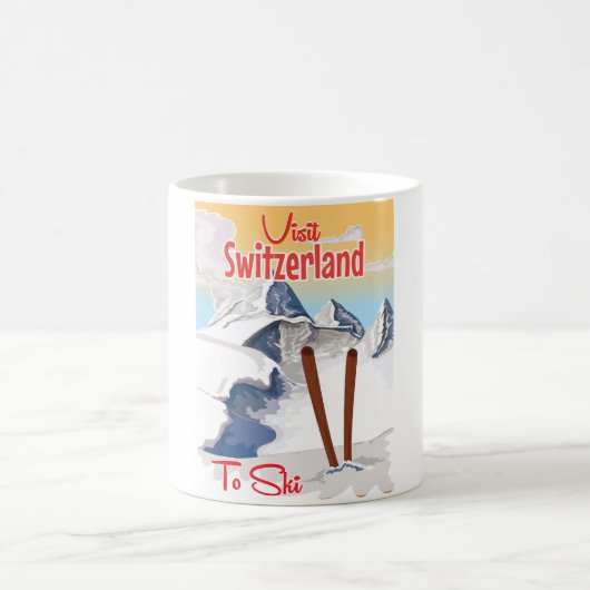 Schweiz Skifahrplakat Kaffeetasse (Mittel)