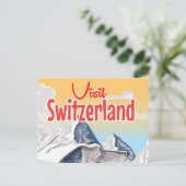 Schweiz Skifahrplakat Postkarte (Stehend Vorderseite)