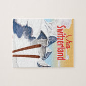 Schweiz Skifahrplakat Puzzle (Horizontal)