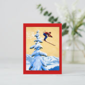 Schweiz Skisprung Postkarte (Stehend Vorderseite)