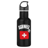 Schweiz Soccer Edelstahlflasche (Vorderseite)