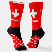 Schweiz Socken, Schweizer Flaggen Farben / Sport Socken (Gewinkelt)