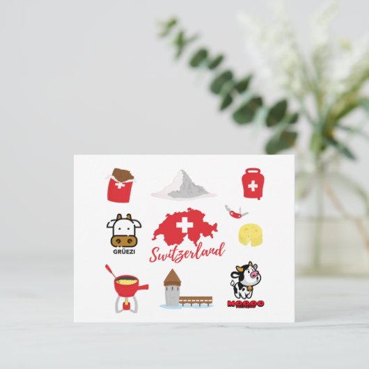 Schweiz Souvenirs Postkarte (Stehend Vorderseite)
