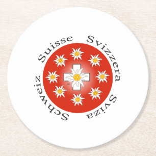 Schweiz – Suisse – Svizzera Pappuntersetzer Runder Pappuntersetzer
