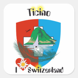 Schweiz Suisse Svizzera Svizra Switzerland Kleber Quadratischer Aufkleber