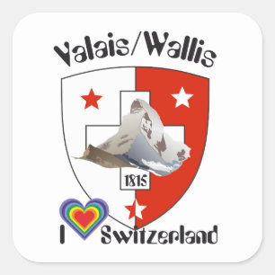 Schweiz Suisse Svizzera Svizra Switzerland Kleber Quadratischer Aufkleber