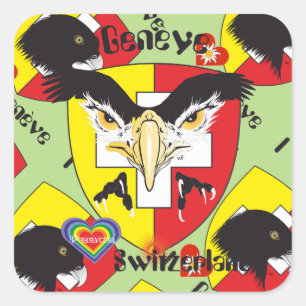 Schweiz Suisse Svizzera Svizra Switzerland Kleber Quadratischer Aufkleber