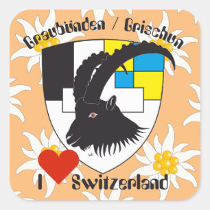 Schweiz Suisse Svizzera Svizra Switzerland Kleber Quadratischer Aufkleber