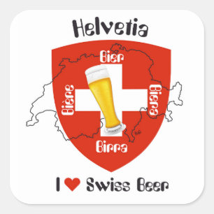 Schweiz - Suisse - Svizzera - Svizra - Switzerland Quadratischer Aufkleber