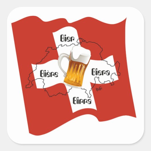 Schweiz - Suisse - Svizzera - Svizra - Switzerland Quadratischer Aufkleber (Vorderseite)