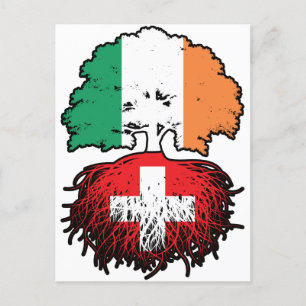 Schweiz Swiss Irish Ireland Tree Roots Flag Postkarte