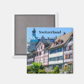 Schweiz Timbered Houses Souvenir Magnet (Vorderseite/Rückseite)