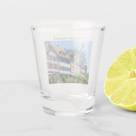Schweiz Typische Häuser Souvenir Schnapsglas (Rückseite)