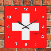Schweiz Uhr, patriotische Zuhause, Schweizer Flagg Quadratische Wanduhr