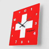 Schweiz Uhr, patriotische Zuhause, Schweizer Flagg Quadratische Wanduhr (Winkel)