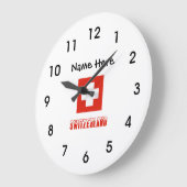 Schweiz und Schweizer Flagge Personalisiert Große Wanduhr (Winkel)