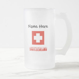 Schweiz und Schweizer Flagge Personalisiert Mattglas Bierglas