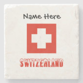 Schweiz und Schweizer Flagge Personalisiert Steinuntersetzer (Vorderseite)
