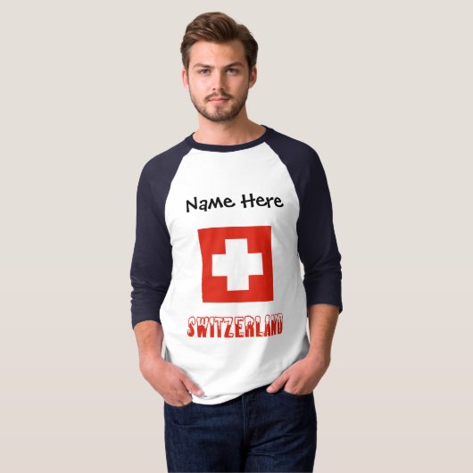 Schweiz und Schweizer Flagge Personalisiert T-Shirt (Vorne ganz)