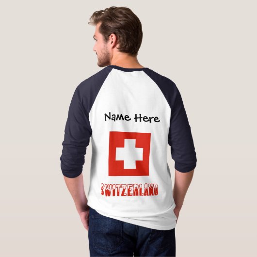 Schweiz und Schweizer Flagge Personalisiert T-Shirt (Schwarz voll)