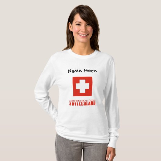Schweiz und Schweizer Flagge Personalisierte Fraue T-Shirt (Vorne ganz)