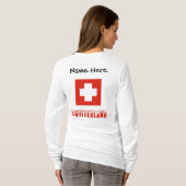 Schweiz und Schweizer Flagge Personalisierte Fraue T-Shirt (Schwarz voll)