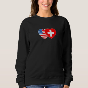 Schweiz USA-Flagge Zwillingsherz für Schweizer Ame Sweatshirt