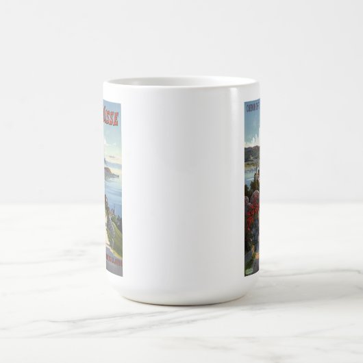 Schweiz Vintag Schweizer Tourismusplakat Kaffeetasse (Mittel)