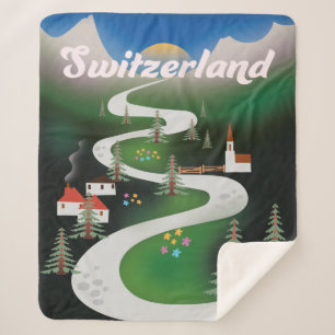 Schweiz Vintage-Reiseplakat im Stil der alten Zeit Sherpadecke