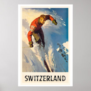 Schweiz Vintage-Skiplakat Poster