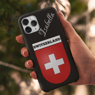 Schweiz Vintage-Wappen Schwarzer Glitter Samsung Galaxy Hülle