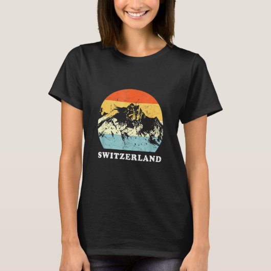 Schweiz Vintager Bergurlaub T-Shirt (Vorderseite)
