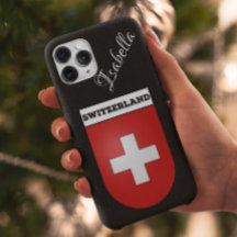 Schweiz Vintager Wappenmantel | Schwarzer Glitzer