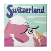 Schweiz Vintages Reiseplakat Fliese (Vorderseite)