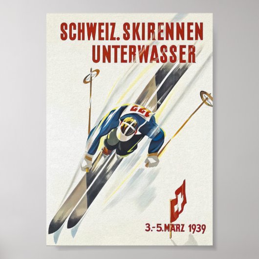 Schweiz Vintages Skiposter Poster (Vorne)