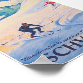 Schweiz Vintages Skireisepaket Poster (Ecke)