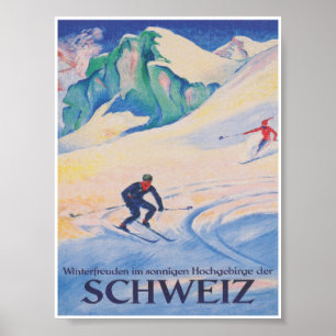 Schweiz Vintages Skireisepaket Poster