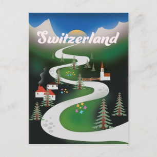 Schweiz Vintages Urlaubsplakat Postkarte