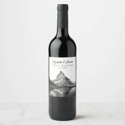 Schweiz Wedding Zermatt Matterhorn Gefallen Weinetikett (Vorderseite)