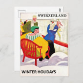 Schweiz, Winterferien, Eis, Skaten, Vintag Postkarte (Vorne/Hinten)