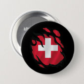 Schweiz zerrissene Flagge Button (Vorne & Hinten)