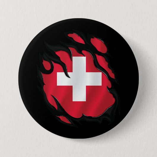 Schweiz zerrissene Flagge Button (Vorderseite)