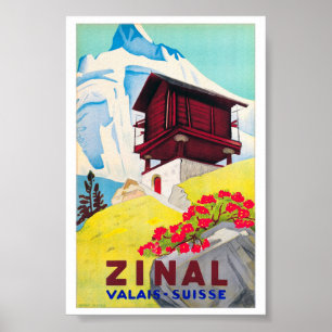 Schweiz Zinal Vintage Reiseposter Restauriert Poster