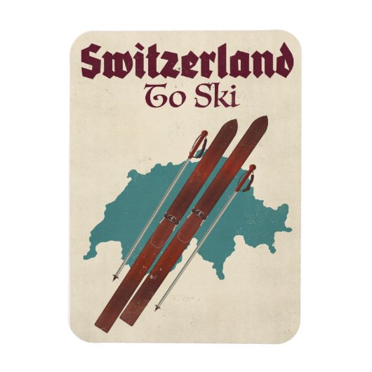 Schweiz zum Skifahren Magnet (Vertikal)