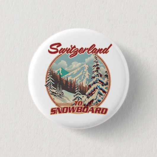 Schweiz zum Snowboardfahren Button (Vorderseite)